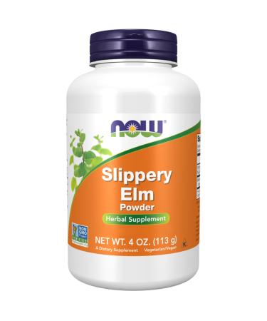 NOW Now Foods Slippery Elm Powder Elm Bark Powder 1500mg 4oz Lab Tested Vegan Powder Vegetarian Gluten Free Soy Free Non-GMO