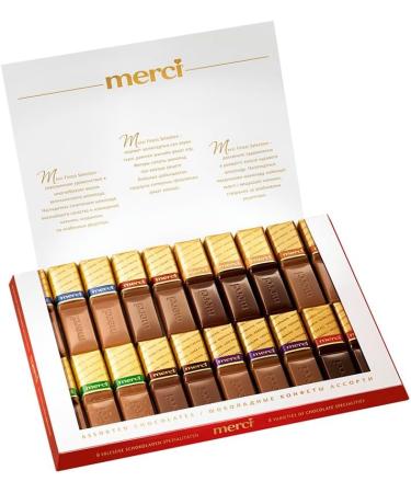  Vandeca Merci Finest Selection Assorted chocolate candy "Merci voor je enthousiasme" - 8 chocolate flavors - chocolate gift to thank someone - chocolate mix - 250g - Buy Online on GoSupps.com