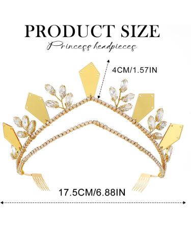 Zoestar Rhinestone Tiaras and Crowns Gold Mirror Tiara Headband Crystal Bridal Headwear for Women - Buy Online on GoSupps.com