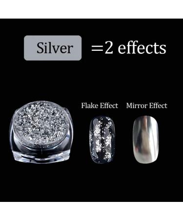 Nail Foil Holographic Glitter Powder Kit - Gold/Silver| Mirror Effect Pigments for Nail Art | Chrome Pigment Decorations - 2 Box/Set - Buy Online on GoSupps.com