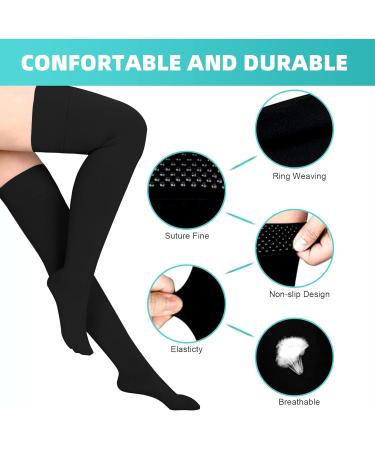 Evolyline 2 Pairs Medical Compression Stockings for Men & Women | 20-30 mmHg Thigh High Support Socks for Varicose Veins | XXL Black & Beige - Buy Online on GoSupps.com