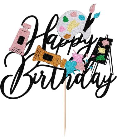 LVEUD Happy Birthday Cake Topper Painting Theme Artist Happy Birthday Cake Topper Drawing Board Happy Birthday Cake Topper - Buy Online on GoSupps.com