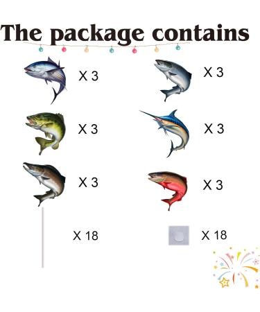 18pcs Fishing Cupcake Toppers for Boys Men Father Glitter Fish Cupcake Toppers Big Fish Fishing Cake Decorations Gone Fishing Party Supplies Decorations - Buy Online on GoSupps.com