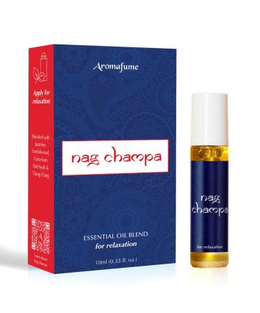 Nag Champa Essential Oil Roll-On Blend by Aromafume | 10ml | Made with Sandalwood Jasmine Ylang Ylang & Champa Flower extracts | Ideal for Meditation & Rituals