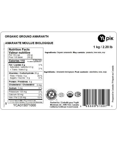 Yupik Organic & Gluten-Free Amaranth Flour (Powder Meal) 1Kg 1 kg (Pack of 1) - Buy Online on GoSupps.com