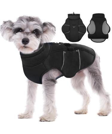 Kuoser dog coat winter warmth dog jacket winter coat dog coat for small dogs outside dog jacket winter reflective dog coat s s black and gray