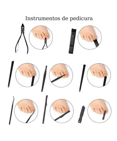 Professional 26-Part Manicure & Pedicure Set - Stainless Steel Nail Care Tools for Men & Women - Black - Buy Online on GoSupps.com