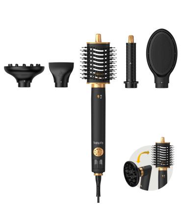 5 in 1 Air Styler 110 000 RPM High-Speed Powerful Hair Dryer Brush & Multi-Styler with Auto-Wrap Curler Cushion Massager Brush Oval Brush Diffuser Nozzle Attachment