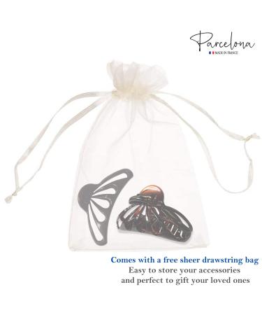 Parcelona French Small Black & Shell Rain Drop 2 3/4 Inch Celluloid Shell Claw Jaw Hair Clip Set Pack of 2 - Buy Online on GoSupps.com