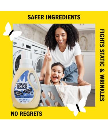 Molly's Suds Natural Fabric Softener Liquid - Plant-Based Essential Oils Ocean Mist | Sensitive Skin 50 Loads Reduces Wrinkles & Fights Static - Buy Online on GoSupps.com