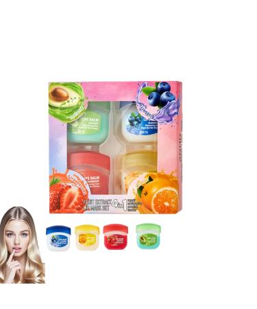 8Pcs Fruit Flavored Lip Care Set : Glosses + Night Balms + Colorless Lipsticks + Moisturizing Masks Mini Lip Balm Set Moisturizing Lipstick (4PCS) 1 Count (Pack of 8)