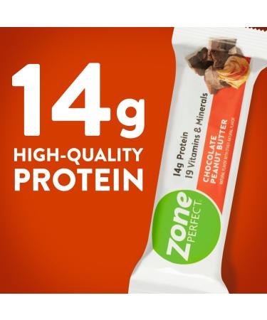 ZonePerfect Protein Bars - Chocolate Peanut Butter | 14g Protein Vitamins & Minerals | 12 Bars - Delicious & Nutritious Snacking - Buy Online on GoSupps.com