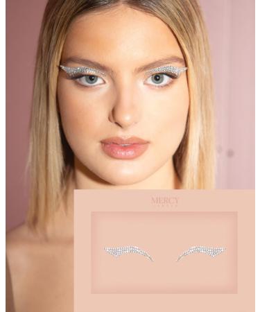 MERCY LONDON Crystal Winged Eyeliner Glam Costume Accessories Face Gems Jewels All In One Headpiece Stick On