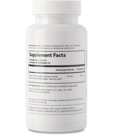 OPTIVIDA Vitamin C with Organic Acerola Cherry Extract - Vegan Immune Support Supplement - Buy Online on GoSupps.com