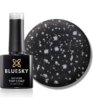 BLUESKY Gel Nail Polish Snowflake Top Coat - Matte Snow White. Clear No-wipe top coat with snowflake effect and a Matte finish 10ml (Requires curing under UV/LED Lamp)
