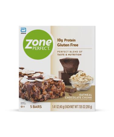 ZonePerfect Protein Bars, 10g Protein, Nutritious Snack Bar, Gluten Free, Oatmeal Chocolate Chunk, 5 Count