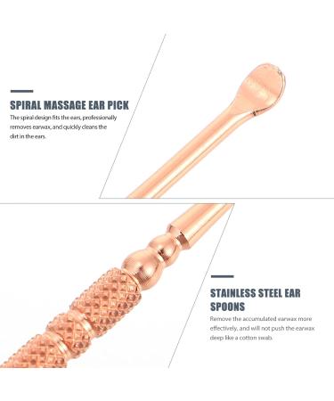 Lurrose Rose Gold Spiral Ear Wax Pick Set - 14.7CM Ear Wax Scraper Tool - Buy Online on GoSupps.com