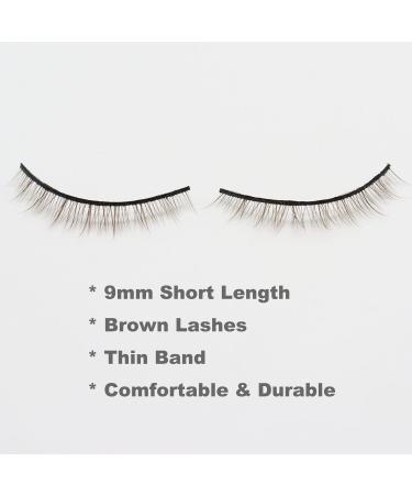 Buy 3D Mink Wispy Eyelashes - Natural Brown 9mm Lightweight & Reusable - 10 Pairs of Thin Band Fake Lashes for Stunning Looks - Buy Online on GoSupps.com