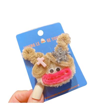 hgnxa Creative Sausage Mouth Girl Shape Hairpin for Girls Carnival Taking Photo Hair Clip Aesthetics Plush Hair Accessories Girl with round face