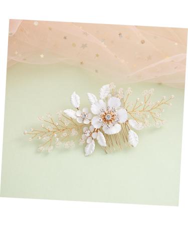 Didiseaon Bridal Hair Comb Rhinestone Hair Accessories Bridal Flower Hair Comb Flower Rhinestone Hair Comb Hair Accessories for Wedding Gold Decor Hairpin Metal Manual Bride White - Buy Online on GoSupps.com