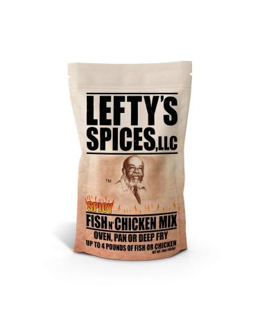 Lefty's Spicy Fish & Chicken Mix | Air Fry and Oven Baked Seasoned Coating Mix for Fish, Chicken, Pork Chops, Shrimp and Vegetables | 16 oz.