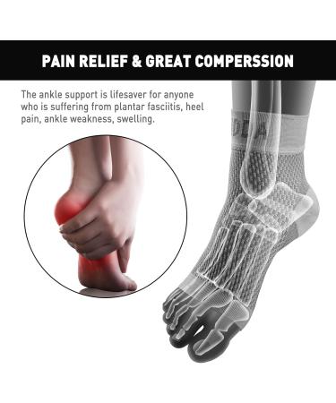Plantar Fasciitis Socks with Arch Support - Grey (2 Pairs) | Pain Relief Compression Sleeves for Arthritis | Sports Ankle Supports for Men and Women - Buy Online on GoSupps.com