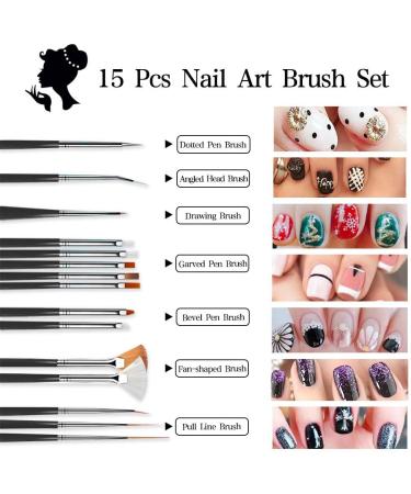 JOYJULY 20PCS Nail Art Brushes Set - Professional Design Tools for Detailing & Dotting (Black) - Buy Online on GoSupps.com