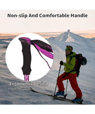 Buy Foldable Carbon Hiking Poles - Telescopic 105-137cm Nordic Walking Poles for Women | Ideal for Hiking & Skiing - Purple - Buy Online on GoSupps.com