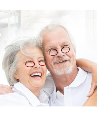 GERUI 2.0 Diopter Reading Glasses for Men & Women - Mini Rimless Nose Clip Monocle Aid in Red - Buy Online on GoSupps.com