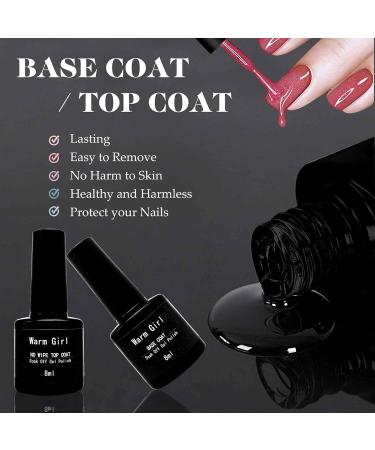 Warm Girl Gel Nail Polish Top Coat and Base Coat Matte Top Coat Gel Polish Set 8ml No Wipe Top Coat Soak off UV LED Glossy Top and Base Coat for DIY Nail Art Manicure - Buy Online on GoSupps.com