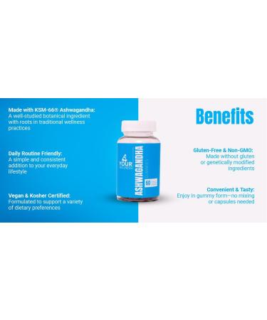4 Your Wellness Ashwagandha Gummies Mixed Berry KSM-66, Lion's Mane, Vitamin-D, Non-GMO, Gluten-Free, Gelatin Free & Kosher (60 Count (Pack of 1)) - Buy Online on GoSupps.com