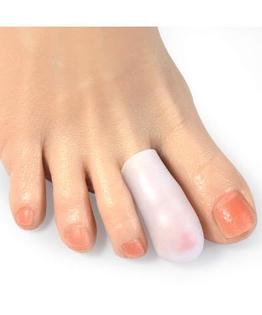 Gel Toe Protector Closed Caps Sleeves Protectors Cover Bandage 10 Pcs Prevent Blister Callus & Corn for Wen and Women Walking Running (White)
