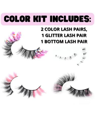 PINK LASHES - Colored Faux Mink Bottom Lash Set for Cosplay & Drag - Glitter Eyelashes Extension Pack - Pink False Lashes - Buy Online on GoSupps.com