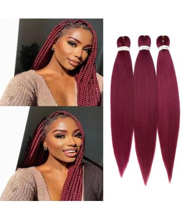 3 pieces anticipated yaki synthetic fiber lichen hair permanent shaft 26 inch low temperature hot water setting itching itching free soft crochet hair extension dark red (pack of 3) dark red