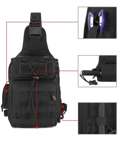 Huntvp Tactical Sling Backpack - Water-Repellent Military Shoulder Bag for Fishing Camping & Outdoor Sports - Camouflage Crossbody Bag - Buy Online on GoSupps.com