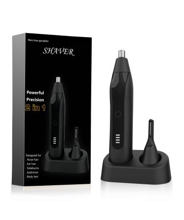 Nose Hair Trimmer for Men Women Multi Functional Men's Beauty Set Eyebrow Nose Ear Trimmer Detachable Head for Water Washing USB-C Type Fast Charging (Black#K)