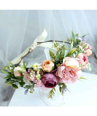 UUPP Bridal Flower Headband | Adjustable Ribbon | Wedding & Festivals - Buy Online on GoSupps.com