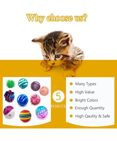 LASOCUHOO 30 PCS Cat Toy Assortment - Rainbow, Crinkle, Sparkle, Bell, Sisal, Linen Balls for Kittens & Cats - Buy Online on GoSupps.com