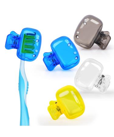 Fowecelt Toothbrush Covers Head Cap - 4Pcs Toothbrush Cover for Traveling Electric Toothbrush Head Cover for Family Toothbrush Cap for Bathroom Toothbrush Clip Cover for Camping Hiking Grey