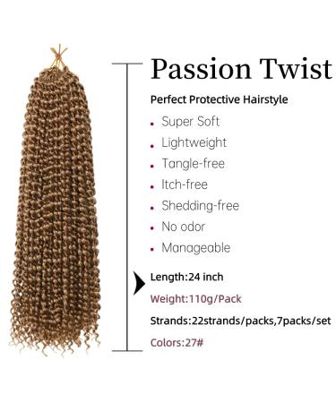 Passion Twist Hair - 7 Packs 24 Water Wave Crochet Hair for Bohemian Braiding | Synthetic Hair Extensions 27# - Yddm - Buy Online on GoSupps.com