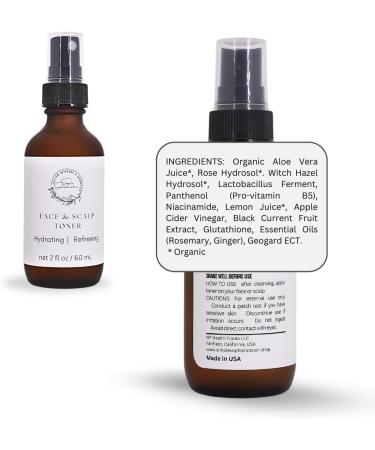Face &Scalp Toner, Organic Rose hydrosol Witch Hazel Aloe Vera, Glutathione, Niacinamide for Glowing Skin, Soothing, Hydrating, Refreshing for All Skin Types, 2 fl oz - Buy Online on GoSupps.com