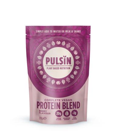 Pulsin - Complete Vegan Protein Blend - Plant Based Protein Powder - 270g - Gluten & Dairy Free - 20g Protein - for Men and Women Pre or Post Workout - Berry Berry 270g (Pack of 1)