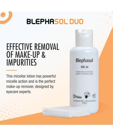 2 x Blephasol Duo 100 ml Micellar Eyelid Cleansing Lotion with 100 Lint-Free Pads | Effective and Gentle Cleansing for Make-Up Removal Inflamed and Sensitive Eyelids | Soap & Alcohol-Free - Buy Online on GoSupps.com