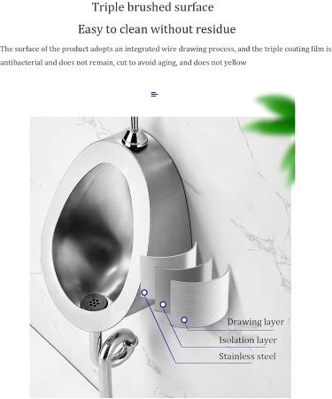 Automatic Induction Urinal Public Toilet Urinal 304 Stainless Steel Urinal Wall-Mounted Male Urinal Small Vertical Toilet Suitable for Home Hotel School - Buy Online on GoSupps.com