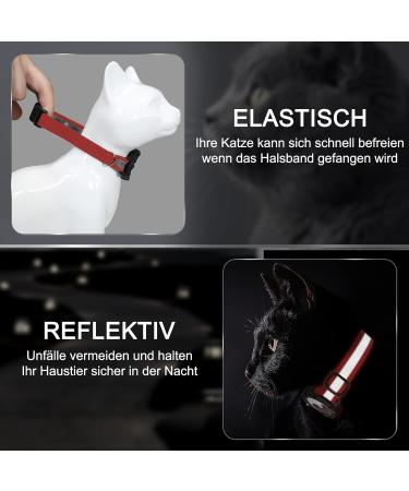 JiaraRui Reflective AirTag Cat Neck Band - Adjustable GPS Collar for Cats & Puppies | Red 9-13 inch - Buy Online on GoSupps.com