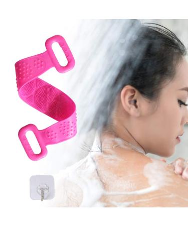 Bainiao Silicone Bath Brush Double Sided Exfoliating Silicone Body Back Scrubber 70CM for Men and Women (Pink)