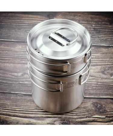 2Pcs Foldable Camping Cups & Mugs Pot Set | 304 Food-Grade Stainless Steel | Outdoor Cookware with Vented Lid | 33oz Big & 24oz Small - Buy Online on GoSupps.com