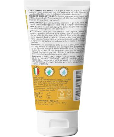 Arnica Gel 98% Strength 1.7 Fl Oz for Bruising & Swelling Relief - Cool Effect, Natural Formula - Dermatologically Tested - Dulc Italy - Buy Online on GoSupps.com