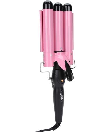 3 Barrel Curling Iron Wand - Adjustable Temperature Ceramic Hair Curler & Waver - 22mm Pink - International Shipping - Buy Online on GoSupps.com