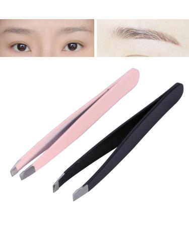 Premium Eyebrow Tweezers Set - 2 Stainless Steel Makeup Beauty Tools for Home & Salon Use | Perfect Hair Removal Clips - Buy Online on GoSupps.com